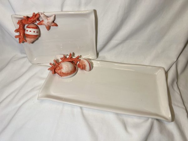 Red coral napkin plate