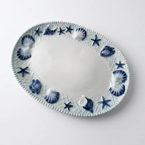 Large blue shell platter