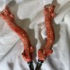 Red coral salad servers