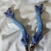 Blue coral salad servers