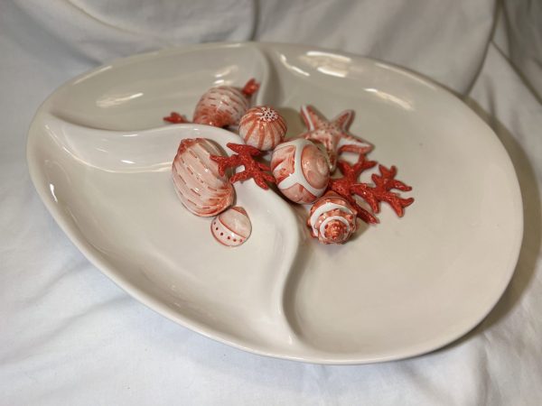 Large red coral snack platter