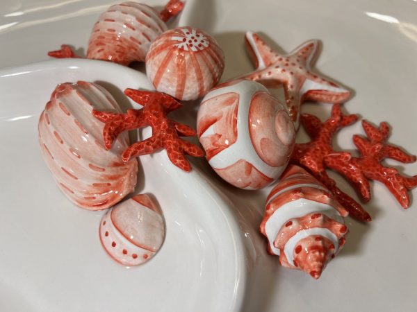 Large red coral snack platter