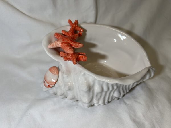 Coral seashell bowl
