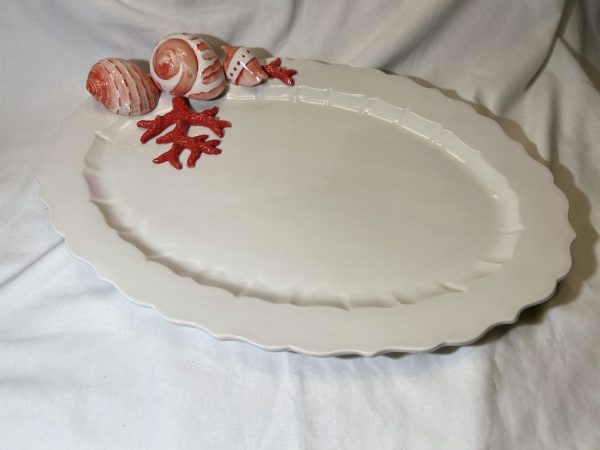 Large oval red coral platter