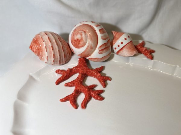 Large oval red coral platter