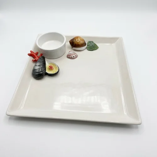 Square plate with sea bowl