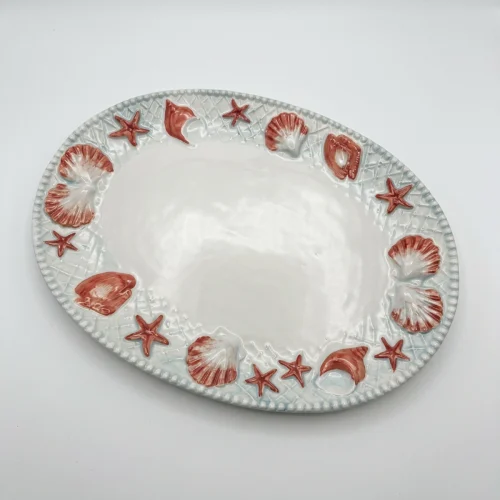 Large red shell platter