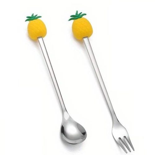 Pineapple fork and spoon cutlery set