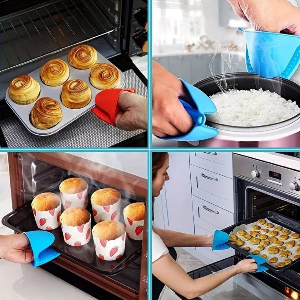 Silicone oven mitts 2 pieces green