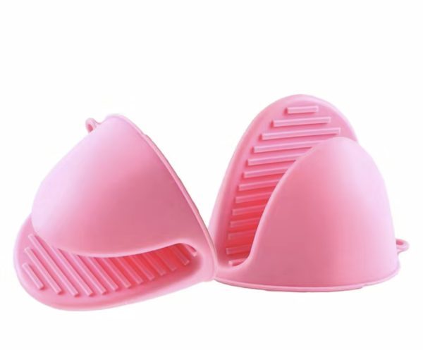 Silicone oven mitts, set of 2, pink