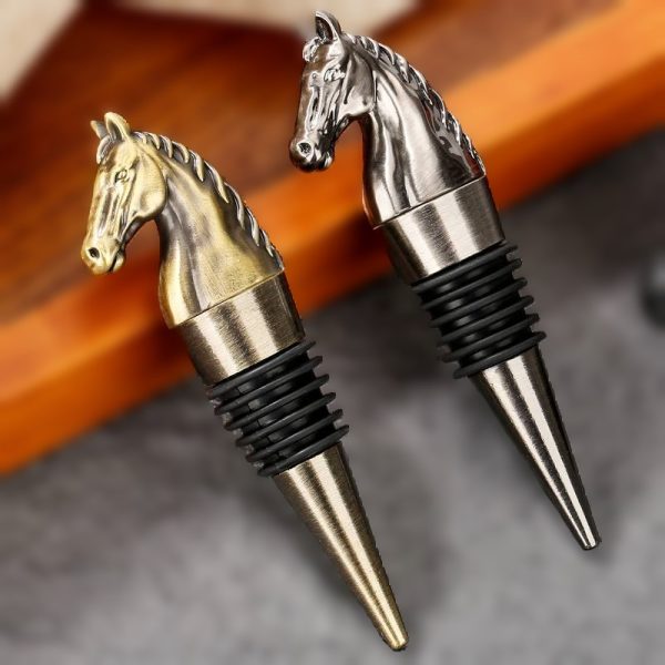 Horse bottle stopper - wine cork gold