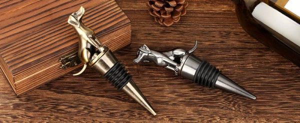 Dog bottle stopper - gold wine cork