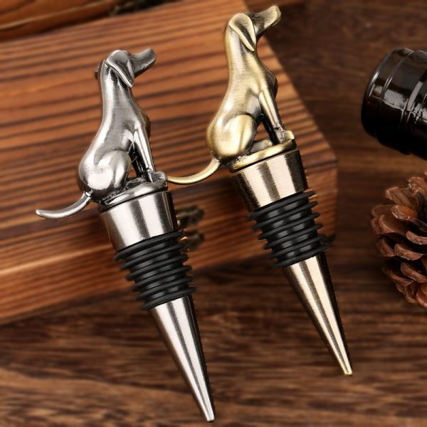 Dog bottle stopper - gold wine cork
