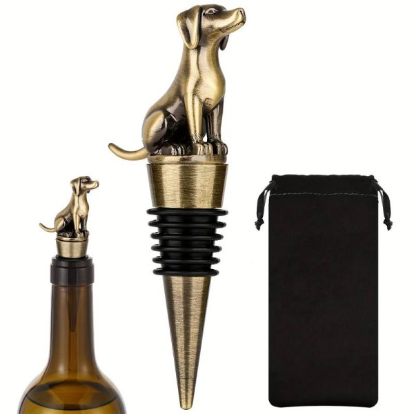 Dog bottle stopper - gold wine cork
