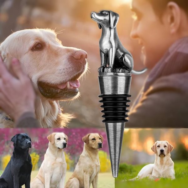 Dog bottle stopper - gold wine cork