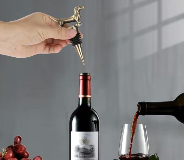 Dachshund bottle stopper - wine cork gold