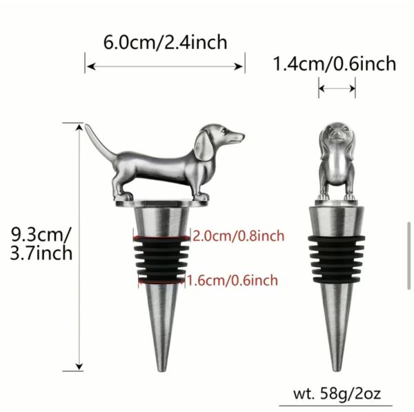 Dachshund bottle stopper - wine cork gold