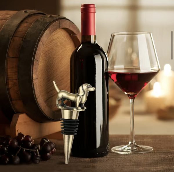 Dachshund bottle stopper - wine cork gold