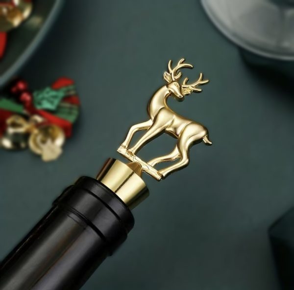 Deer bottle stopper - silver wine cork