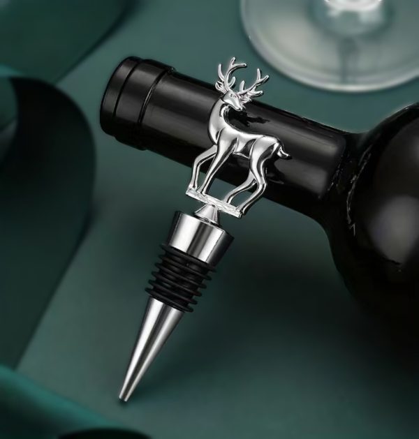 Deer bottle stopper - silver wine cork