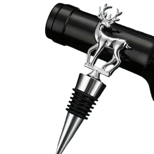 Deer bottle stopper - silver wine cork