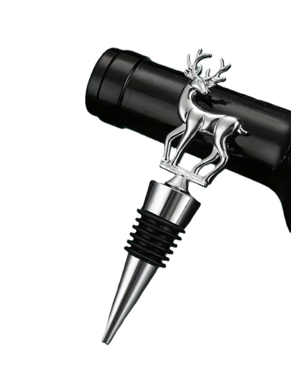 Deer bottle stopper - silver wine cork