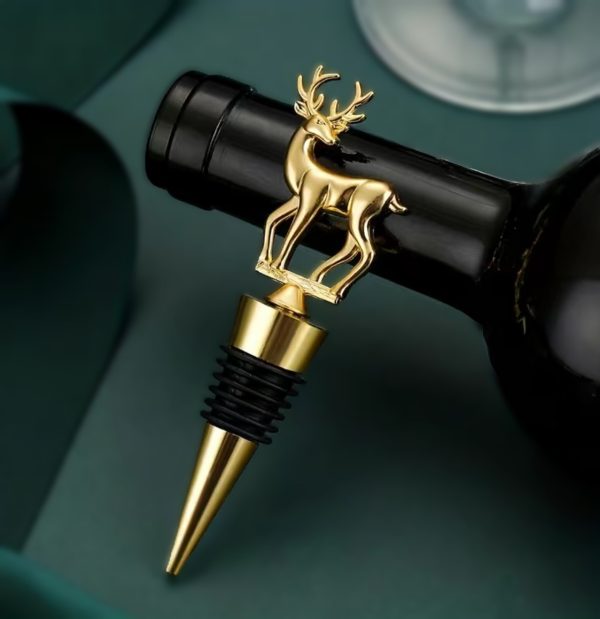 Deer bottle stopper - silver wine cork