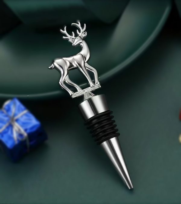 Deer bottle stopper - silver wine cork