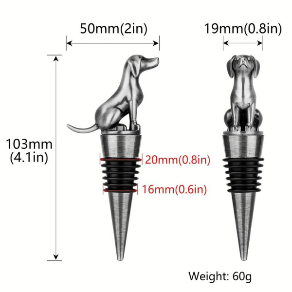 Dog bottle stopper - gold wine cork