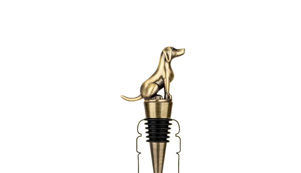 Dog bottle stopper - gold wine cork