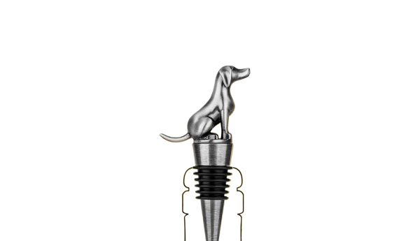 Dog bottle stopper - silver wine cork