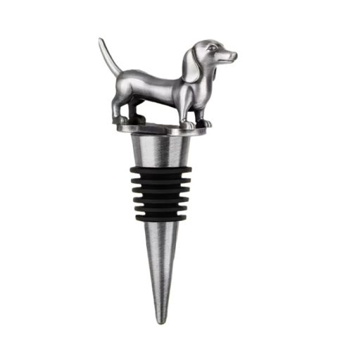 Dachshund bottle stopper - silver wine cork
