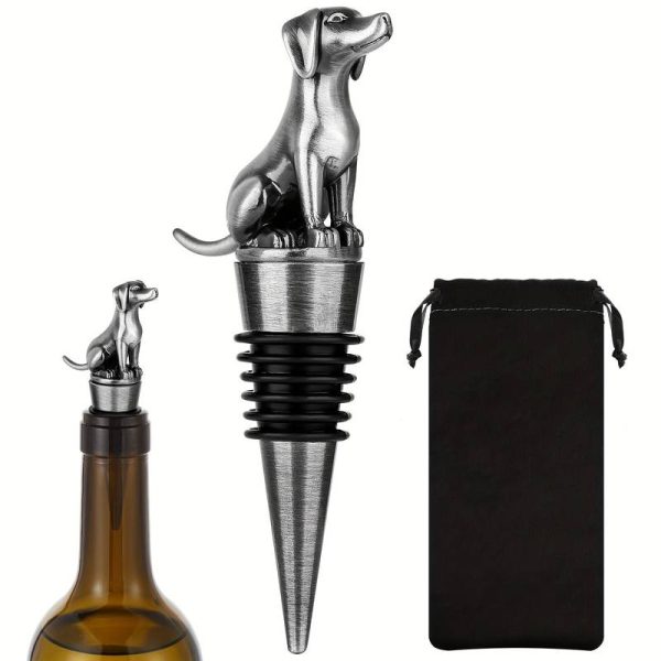 Dog bottle stopper - silver wine cork