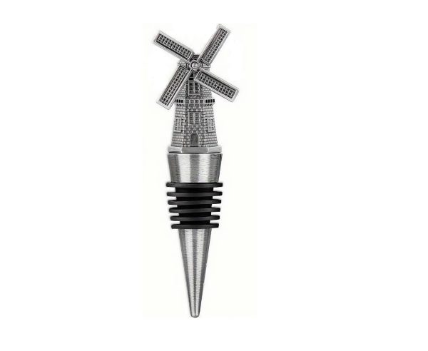 silver mill Windmill bottle stopper - silver wine cork