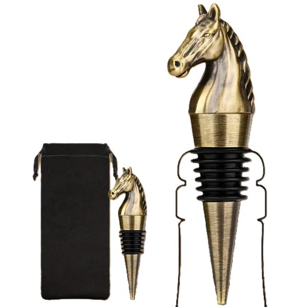 Horse bottle stopper - wine cork gold