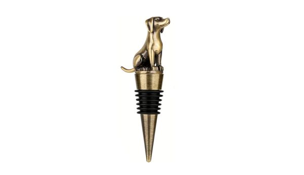 Dog bottle stopper - gold wine cork