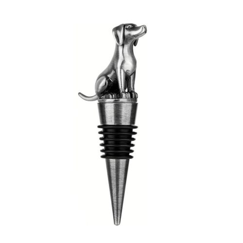 Dog bottle stopper - silver wine cork