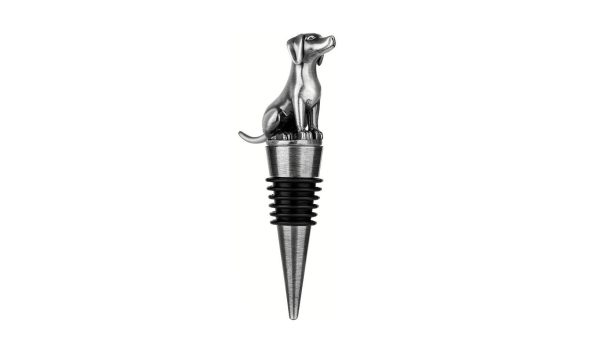 Dog bottle stopper - silver wine cork