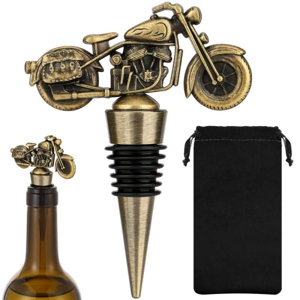 Motorcycle bottle stopper - gold wine cork