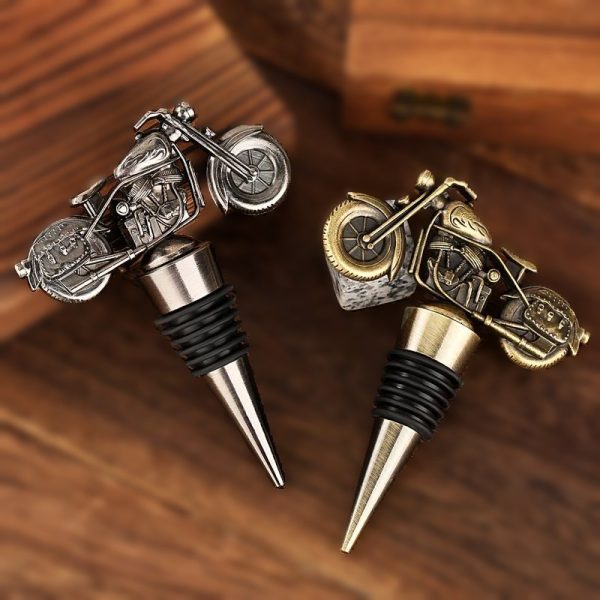 Motorcycle bottle stopper - gold wine cork