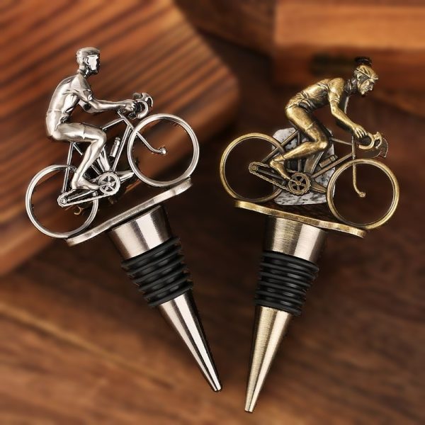 Bicycle bottle stopper - silver wine stopper