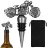 Motorcycle bottle stopper - silver wine cork