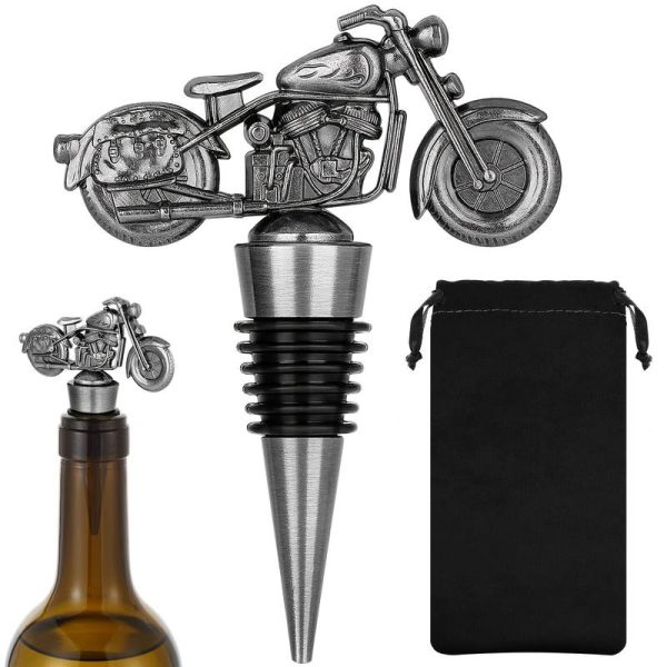 Motorcycle bottle stopper - silver wine cork