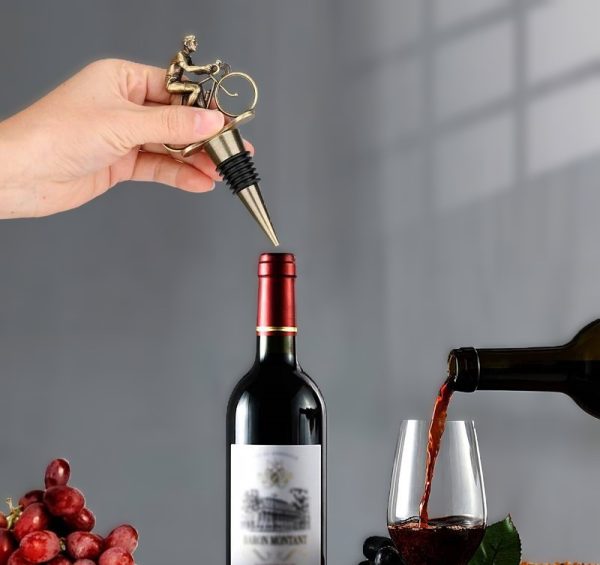 Bicycle bottle stopper - silver wine stopper
