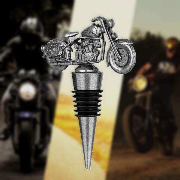 Motorcycle bottle stopper - gold wine cork
