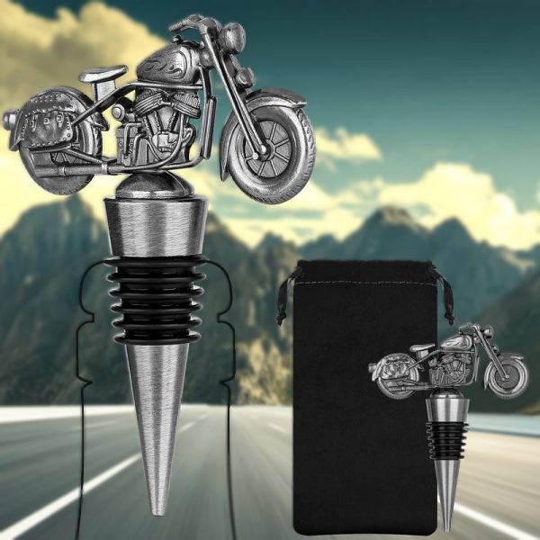 Motorcycle bottle stopper - silver wine cork