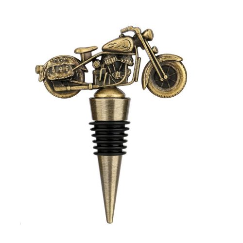 Motorcycle bottle stopper - gold wine cork