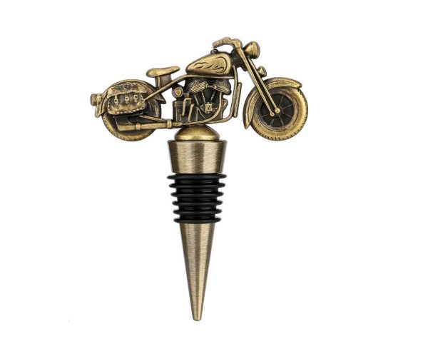 Motorcycle bottle stopper - gold wine cork