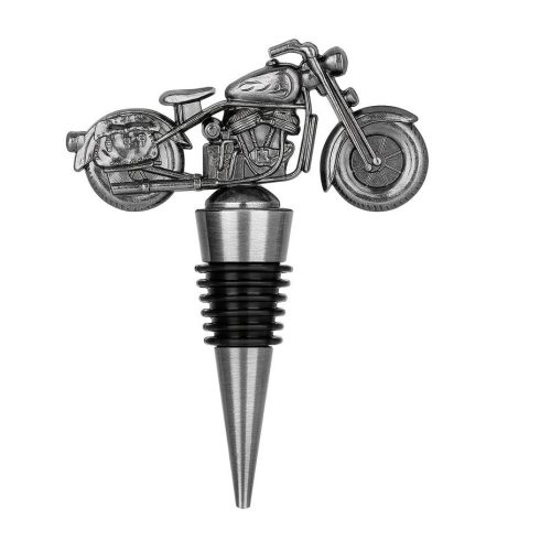 Motorcycle bottle stopper - silver wine cork