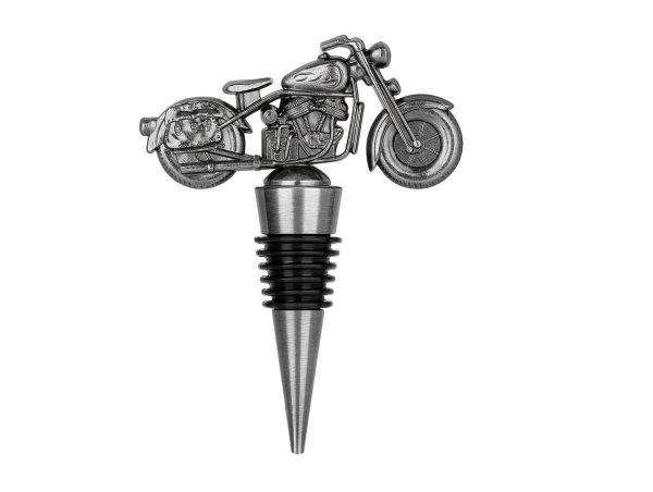 Motorcycle bottle stopper - silver wine cork